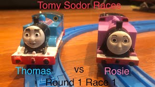 Tomy/Trackmaster/Plarail Sodor Races Round 1 Race 1 Thomas vs Rosie