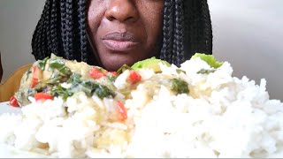 MACKEREL FISH PEPPERSOUP WITH AVACADO AND BOILED RICE ASMR EATING SOUND