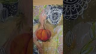 Fall themed art journal page. Get this download from linked video!  #shorts #mixedmedia #artjournal