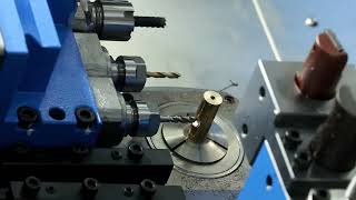 Domestic centering machine machining #lathe #cnc #process #brass #ev