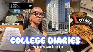 COLLEGE DIARIES Ep. 1: Productive Days in My Life - studying , cooking , exam prep, classes + more