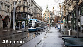 Walking in Europe – Bahnhofstrasse, Zurich (4K, Stereo Sounds)