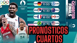 PRONÓSTICOS CUARTOS JJOO PARIS 2024 de BALONCESTO!! QUÉ SELECCIONES GANARÁN??