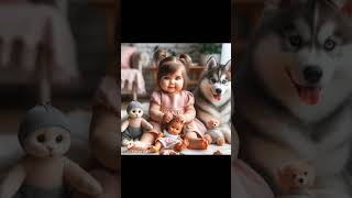 ក្មេងឃ្យូតនិងហាសស្គី Cute kid with husky #adorablebaby #funny #cute