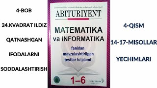 #progress  #mathematics  #MathsUzAbituriyent  24.KVADRAT ILDIZ QATNASHGAN IFODALARNI SODDALASHTIRISH