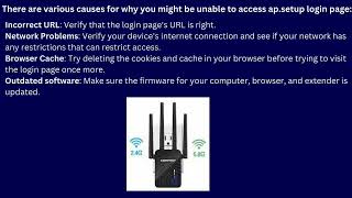 Unable to access Ap.Setup Login Page