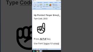 Up Pointed Finger emoji in MS Word