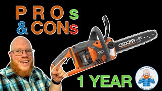 RIDGID CHAINSAW, ONE YEAR OWNERSHIP! PROS AND CONS. #ridgidtools #ridgid #woodstove #chainsaw