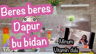 DAPUR kuning sederhana minimalis bersih bersih | minum vitamin dulu #vlog part 1 #dapurminimalis