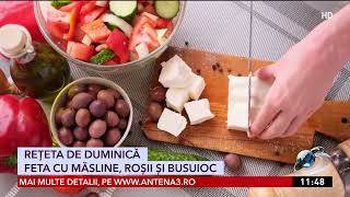 Feta cu măsline, roşii şi busuioc. O reţetă simplă şi rapidă