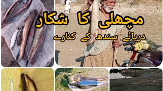 Fishing at the edge of Indus river.   مچھلی کا شکار |  دریائے سندھ|