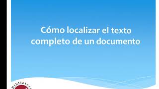 Cómo localizar el texto completo de un documento a través del catálogo Fama