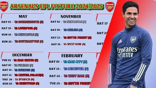 🚨 ARSENAL EPL FULL FIXTURE 2024/2025 🔥 ARSENAL ROAD TO EPL TITLE UNDER ARTETA, ⚪🔴