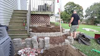 The retaining wall is done.