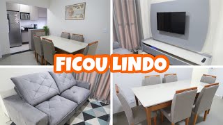 A NOSSA SALA DE ESTAR E JANTAR FICARAM PRONTAS, ESTÁ LINDO DEMAIS + VEM VER 🤩