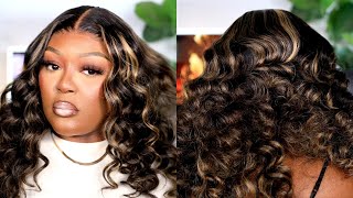 **MUST WATCH** GLUELESS BLONDE HIGHLIGHTED WIG + WAND CURLS FT ALIEXPRESS MEGALOOK HAIR