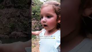 Little girl tries to convince mom and dad the cold water is warm | Hiking Waterfalls in Hawaii