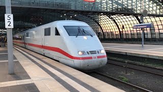 Ausfahrt ICE 1 (BR 401) als ICE 2943 nach Berlin Ostbahnhof mit Lichtgruß und Makro