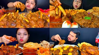 ASMR; EATING SPICY*MUTTON CURRY,CHICKEN/EGG CURRY,CHICKEN LOLIPOP,RICE EATING CHALLENGE MUKBANG 2X