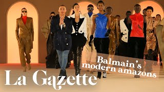 BALMAIN: OLIVIER ROUSTEING’s lesson in THIGH HIGH BOOTS and 80s bling⎜La Gazette