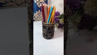 Reuse Old Bangles || DIY Pen Holder #shorts #penholder #diy #youtubepartner #connectionofart