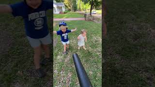 Kids love the leaf blower!