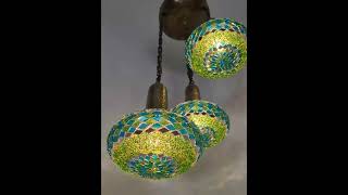 Moroccan Sultan Mosaic Chandelier 3 Globe  ♡ YIASSU.COM