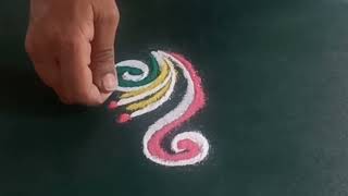 Cute Freehand Rangoli Design | Daily Rangoli Design | Rangoli Tutorial For Beginners #rangolidesign