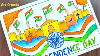 Independence day drawing easy|Har ghar tiranga drawing |Har ghar tiranga poster with oil pastels