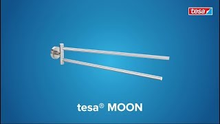 How to apply the stainless-steel style, round tesa® Moon swing arm towel rack