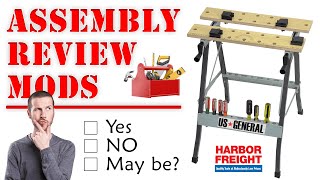 Folding Workbench with Clamping Vise & Pegs from Harbor Freight | Assembly | Mods | Review