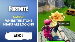 Search where the Stone Heads are looking (Fortnite week 6 challenges)