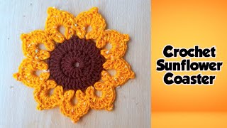 How to Crochet Sunflower Coaster | How to Crochet Easy Flower Coaster | Easy Crochet Sunflower