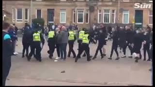 Vile Rangers fans target St. johnstone SLO before game   #rangersfc #hero