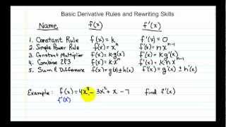 Basic Derivative Rules and Rewriting Skills