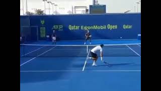 Roger Federer in Qatar doing some Volley practice before official tournament 2021 #RogerFederer