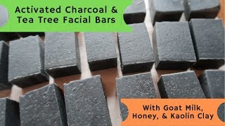 Activated Charcoal & Tea Tree Facial Bars with Goat Milk, Honey, Kaolin Clay, & Lavender EO