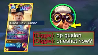 GUSION LITERALLY DESTROYED DIGGIE!! BEST BUILD AND EMBLEM!! ( AUTO DELETE🤯⚡️)