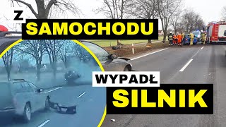 Wypadek podczas wyprzedzania. Z samochodu wypadł silnik!