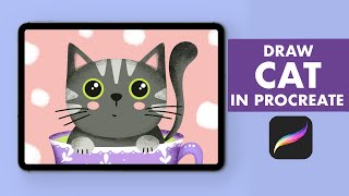 CAT Anyone Can Draw - Easy Procreate Tutorial - How To Draw A Cat Step-By-Step😻