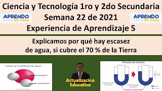 Ciencia y Tecnología 1ro y 2do secundaria , semana 22 aprendo en casa. Por qué hay escasez de agua..