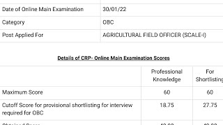 ibps afo 2021-22 prelims,mains and final scorecard || selected in PNB #agriculture #afo #ibpsso2021