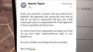 Amazon sellers asking to delete reviews for compensation