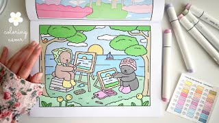 ASMR SUOMI | värityskirja ja höpöttelyä | Bobbie Goods Coloring book, Ohuhu markers asmr