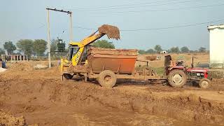 Jcb 3dx Xpert Backhoe loader and Massey 1035, John Deere Loaded Mud in Brickd Soling Machine