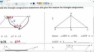 Complete Congruence Statement.  Page 2, Question 1 to 4.