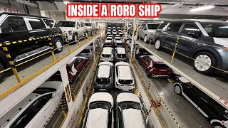 What does the inside of a RORO car ship look like?