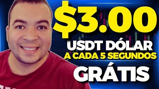 GANHE 3.00 USDT A CADA 5 SEGUNDOS SEM INVESTIR NADA! Como ganhar CRIPTOMOEDAS em 2024