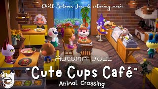 【あつ森 BGM】Autumn jazz music at "Cute Cups Café" + Rainy ACNH Ambience ☕ music to relax/work/sleep🎧