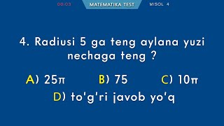 Matematikadan tezkor test. 1-variant. Qiziqarli matematika. Sodda matematika.